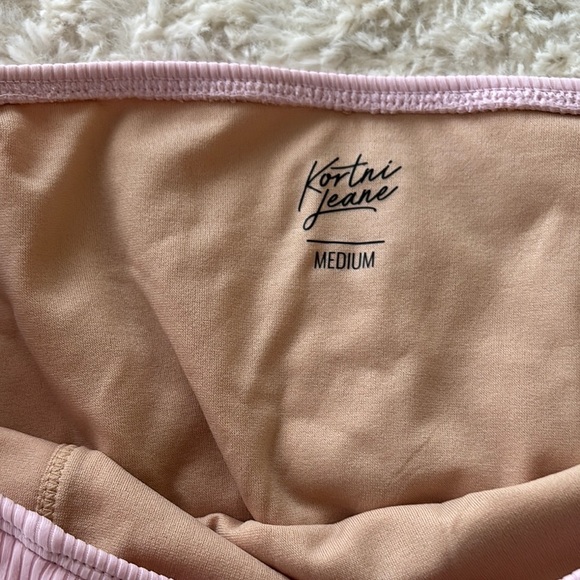 Kortni Jeane Pink Ribbed Swim skirt - Picture 2 of 4